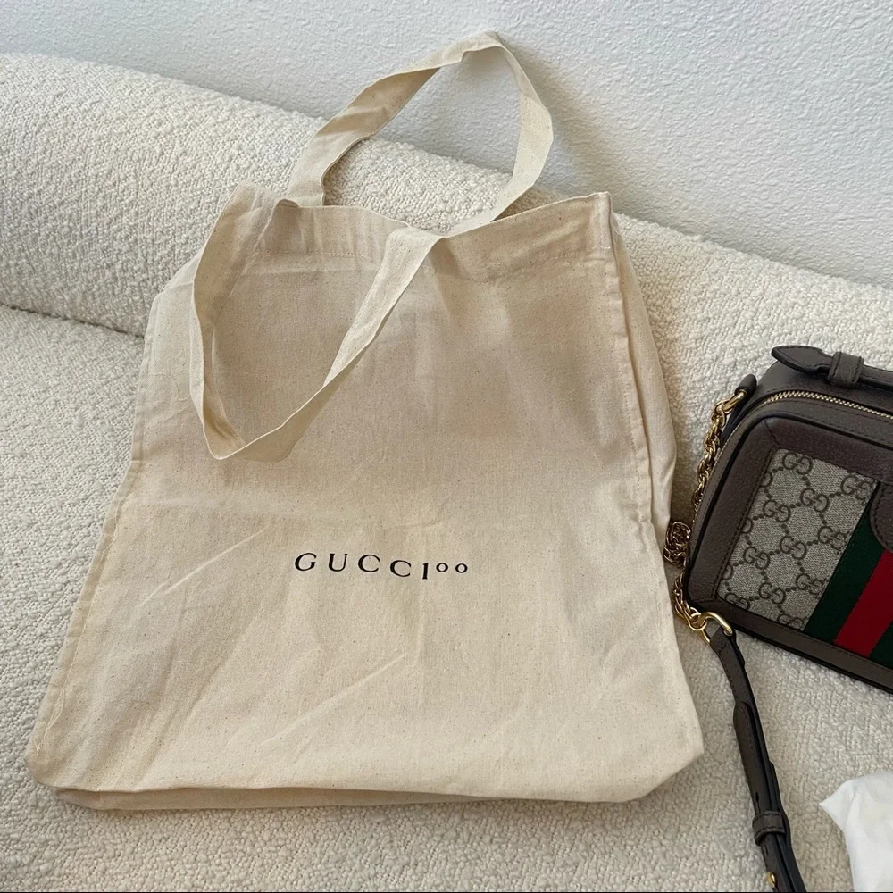 Gucci GG Supreme Monogram Mini Ophidia Top Handle Crossbody Purse - Picture 10 of 14